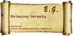 Boleszny Gergely névjegykártya